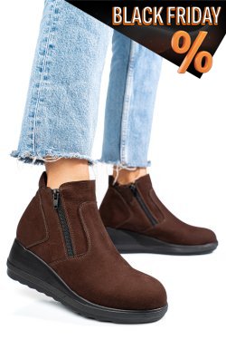 Barna fordított bőr bakancs 2s7h239mel