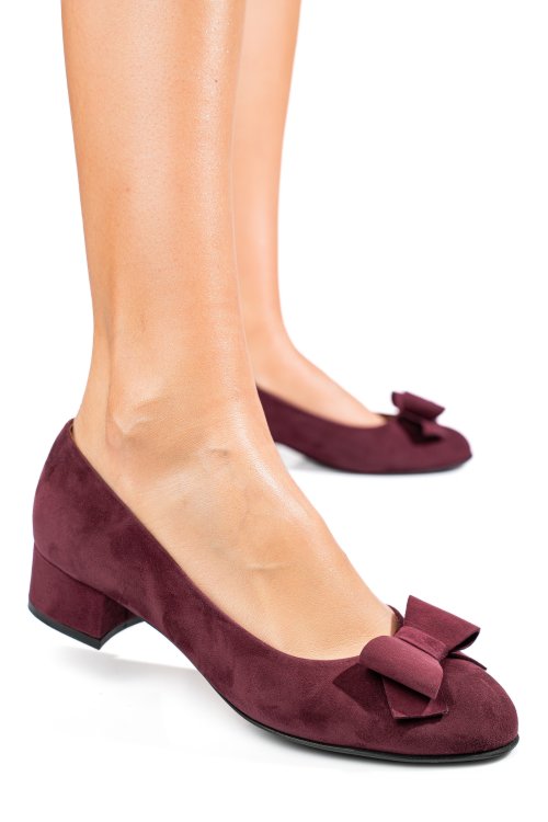 Bordó fordított bőr magassarkú cipők 3s7h484