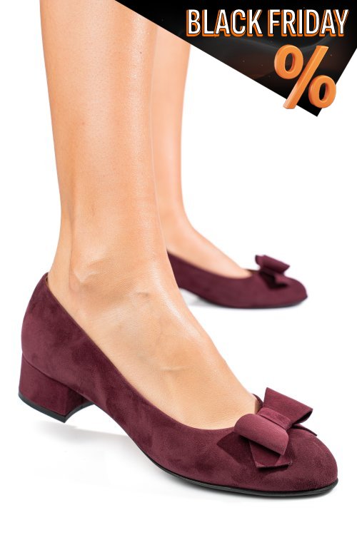 Bordó fordított bőr magassarkú cipők 3s7h484