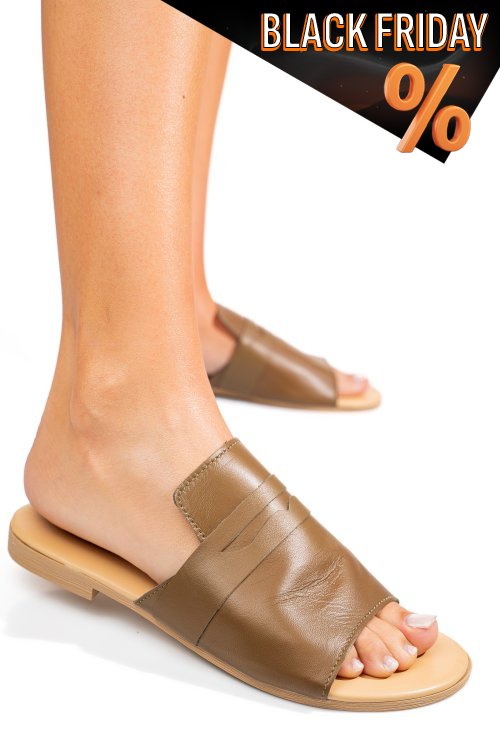 Barna természetes bőr szandál ss7hfiziosa