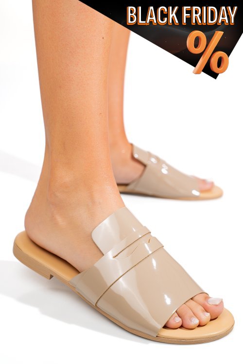Bézs természetes lakkozott bőr szandál ss7hfiziosa