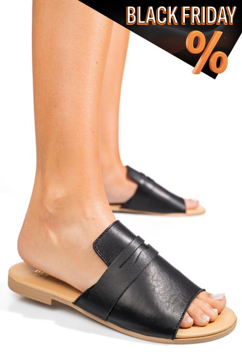 Fekete természetes bőr szandál ss7hfiziosa
