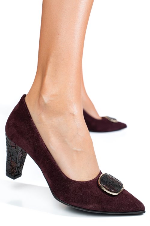 Bordó fordított bőr magassarkú cipők 5s7h655