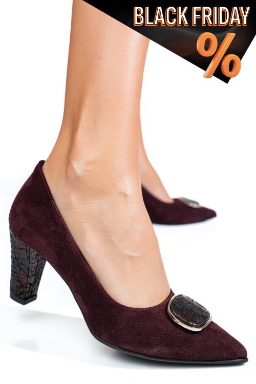 Bordó fordított bőr magassarkú cipők 5s7h655