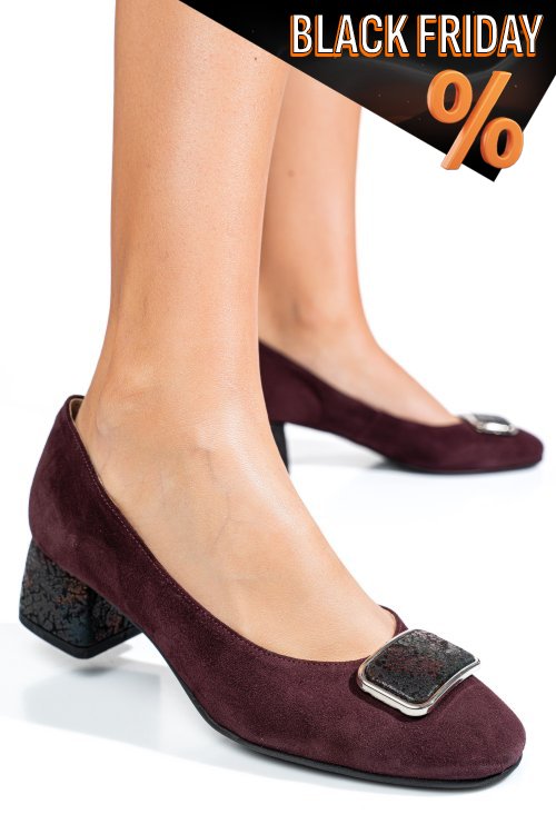 Bordó fordított bőr magassarkú cipők 5s7h544