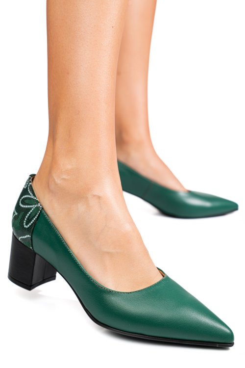 Zöld természetes bőr magassarkú cipők 5s7h602