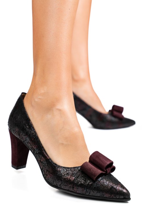 Bordó természetes bőr magassarkú cipők 5s7h665