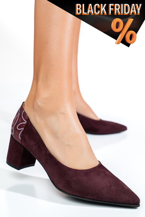 Bordó fordított bőr magassarkú cipők 5s7h602