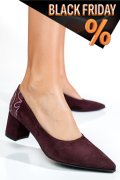 Bordó fordított bőr magassarkú cipők 5s7h602
