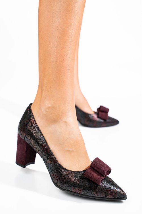 Bordó fordított bőr magassarkú cipők 5s7h705