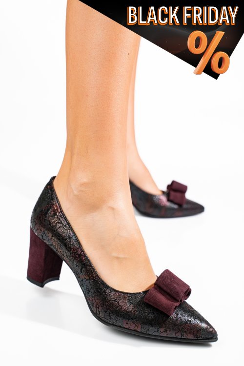 Bordó fordított bőr magassarkú cipők 5s7h705