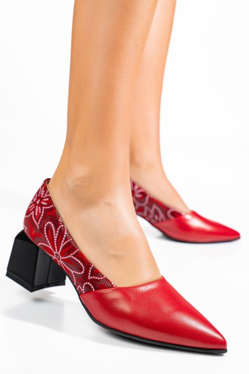 Piros természetes bőr magassarkú cipők 5s7h460