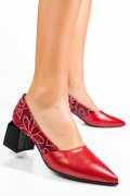 Piros természetes bőr magassarkú cipők 5s7h460