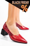 Piros természetes bőr magassarkú cipők 5s7h460