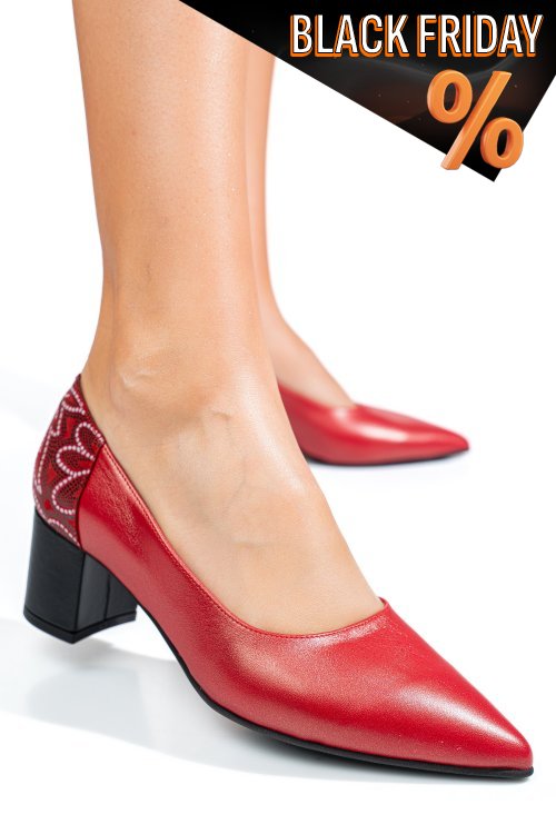Piros természetes bőr magassarkú cipők 5s7h602