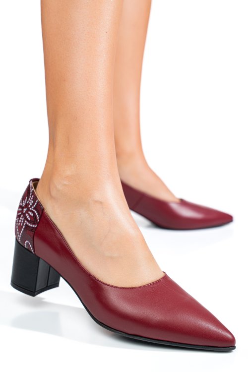 Bordó természetes bőr magassarkú cipők 5s7h602