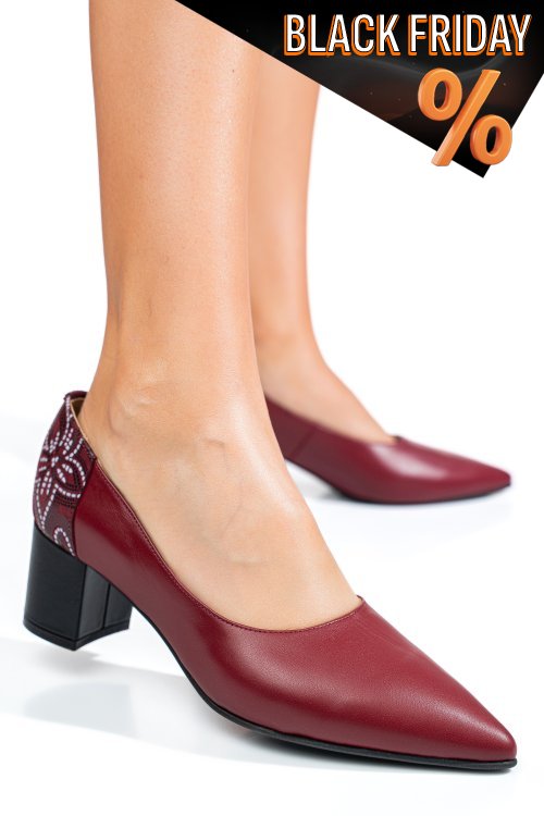 Bordó természetes bőr magassarkú cipők 5s7h602