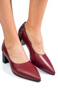 Bordó természetes bőr magassarkú cipők 5s7h602