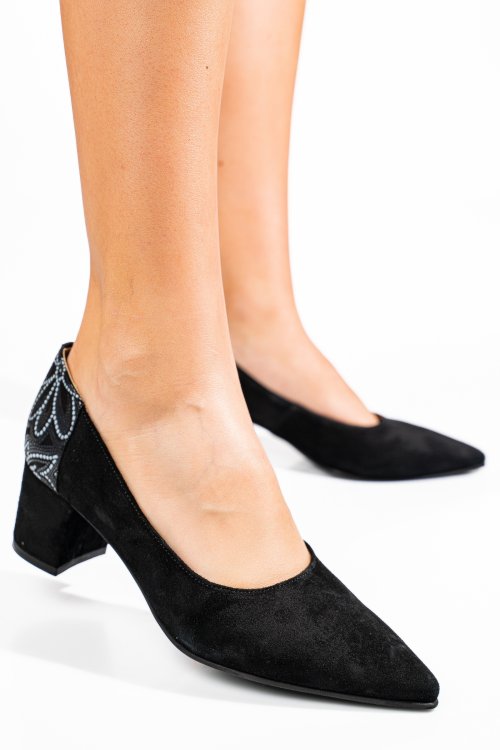 Fekete fordított bőr magassarkú cipők 5s7h602