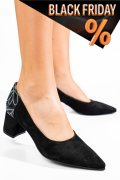 Fekete fordított bőr magassarkú cipők 5s7h602