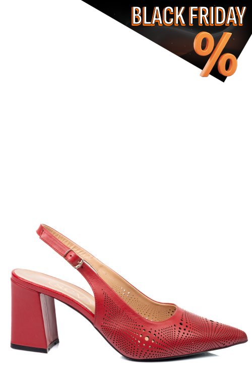 Piros természetes bőr magassarkú cipők 2s7h152