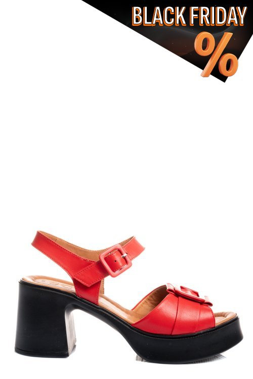 Piros természetes bőr szandál 4s7h07