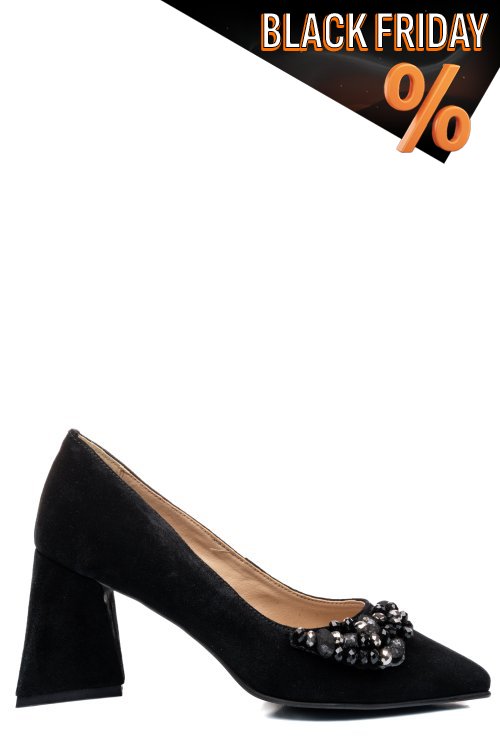 Fekete természetes bőr magassarkú cipők 5s7h727