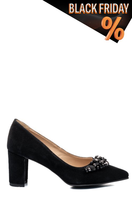 Fekete fordított bőr magassarkú cipők 1s7h707