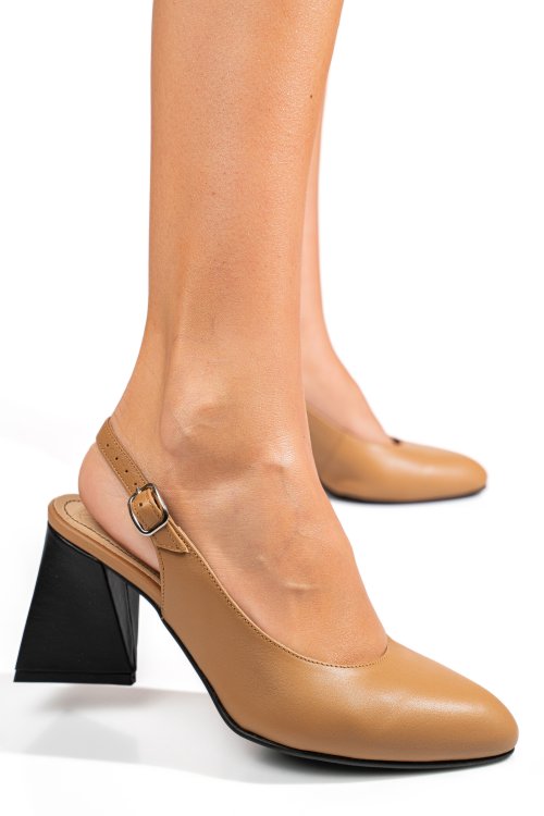 Barna természetes bőr magassarkú cipők 5s7h726