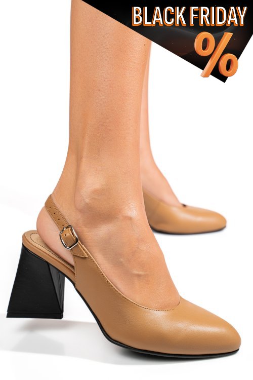 Barna természetes bőr magassarkú cipők 5s7h726