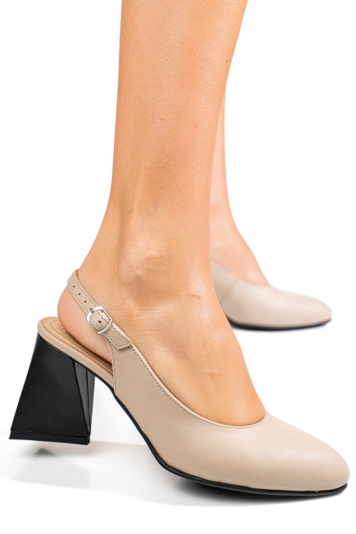 Bézs természetes bőr magassarkú cipők 5s7h726