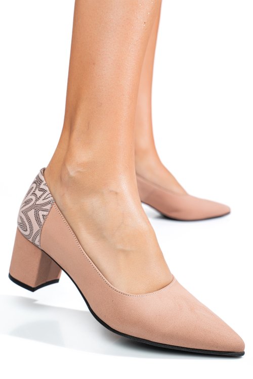 Rózsaszín természetes bőr magassarkú cipők 5s7h602