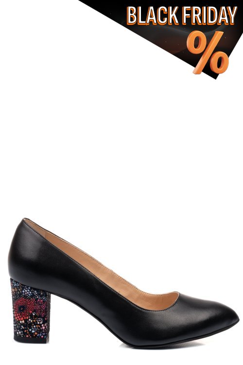 Fekete természetes bőr magassarkú cipők 4s7h292