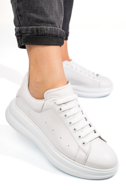 Fehér természetes bőr sport cipők 4s7h421