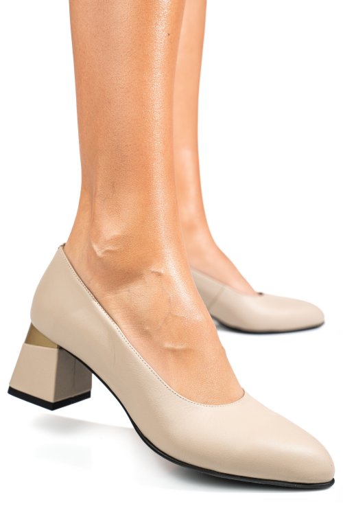 Bézs természetes bőr magassarkú cipők 5s7h025