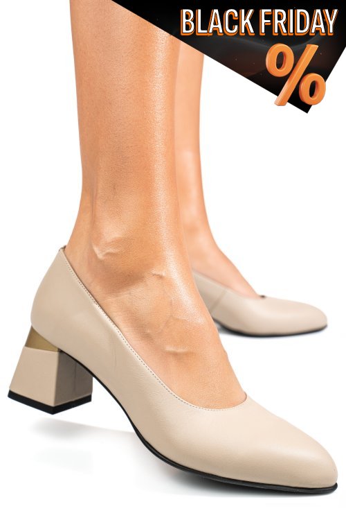 Bézs természetes bőr magassarkú cipők 5s7h025