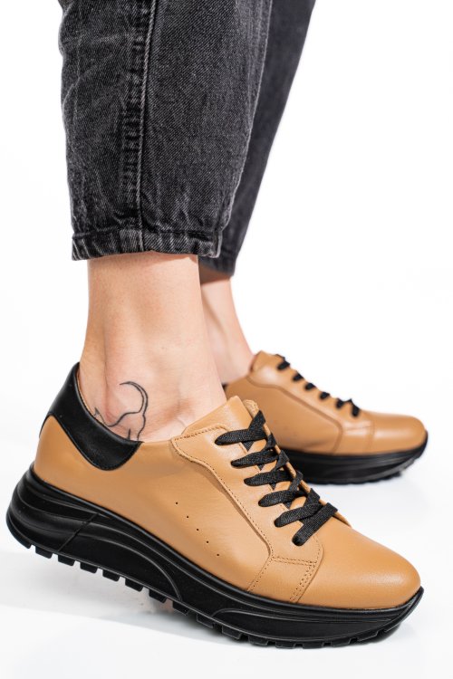 Barna természetes bőr sport cipők 3s7h011b