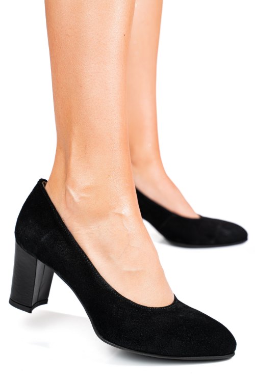 Fekete fordított bőr magassarkú cipők 1s7h607