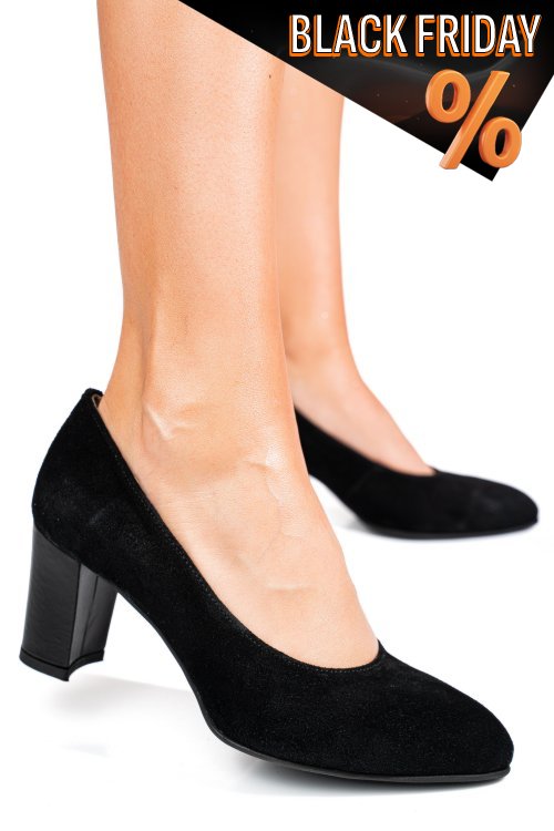 Fekete fordított bőr magassarkú cipők 1s7h607