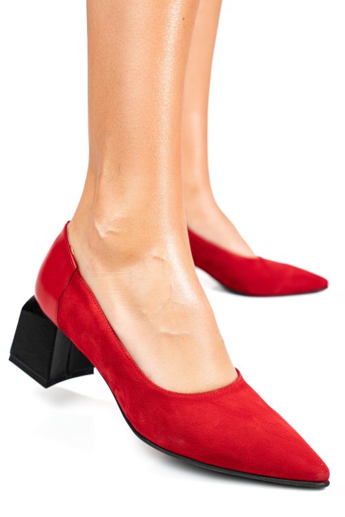 Piros fordított bőr magassarkú cipők 5s7h461