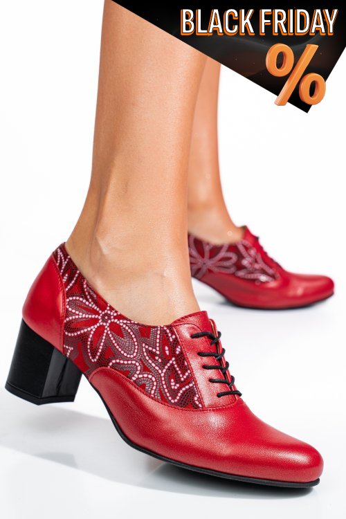 Piros természetes bőr magassarkú cipők 1s7h515