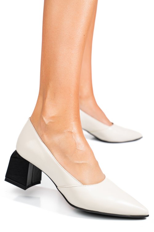 Bézs természetes bőr magassarkú cipők 5s7h460