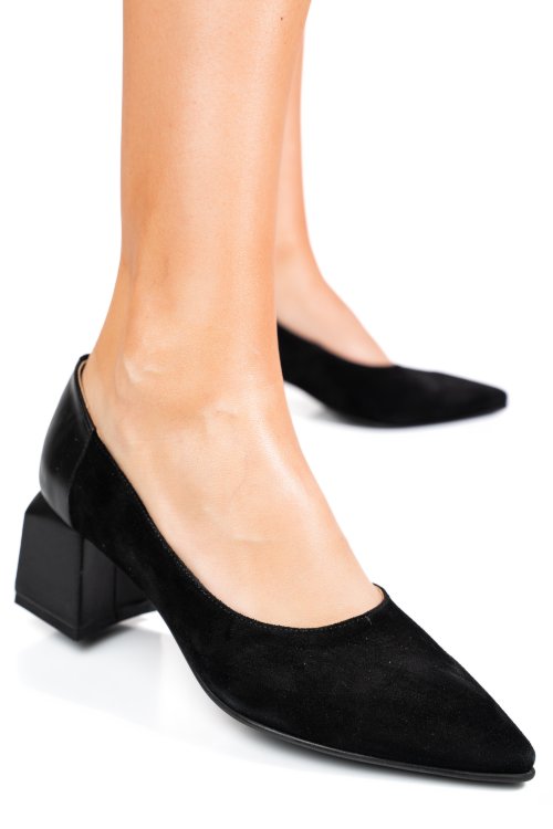 Fekete fordított bőr magassarkú cipők 5s7h461