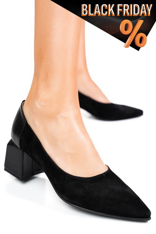 Fekete fordított bőr magassarkú cipők 5s7h461