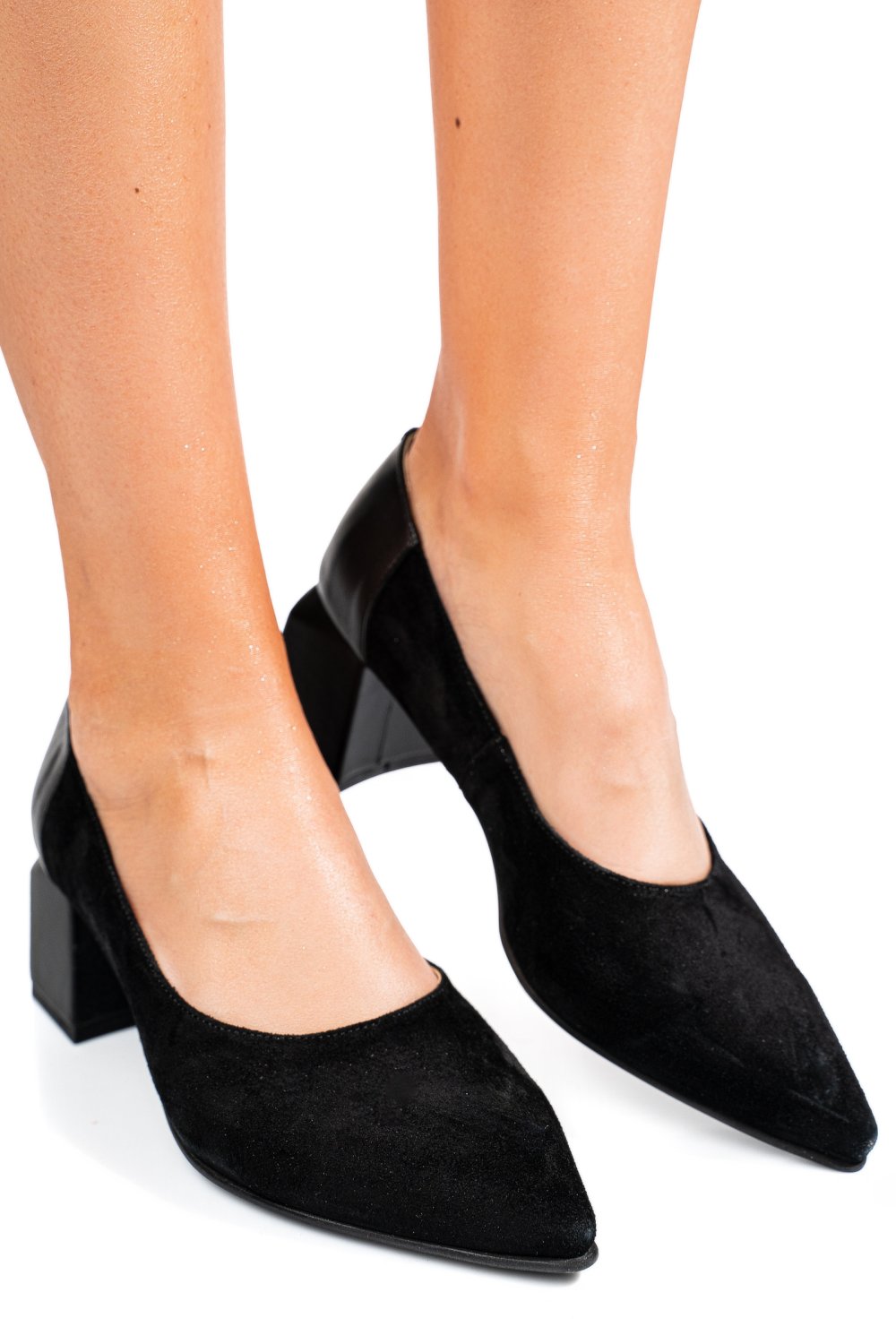 Fekete fordított bőr magassarkú cipők 5s7h461