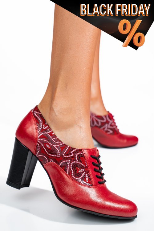 Piros természetes bőr magassarkú cipők 5s7h771