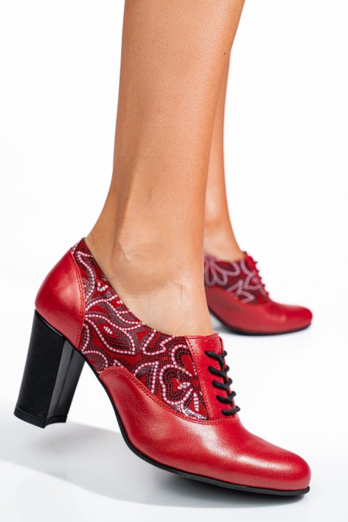 Piros természetes bőr magassarkú cipők 5s7h771