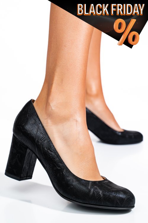 Fekete természetes bőr magassarkú cipők 3s7h483