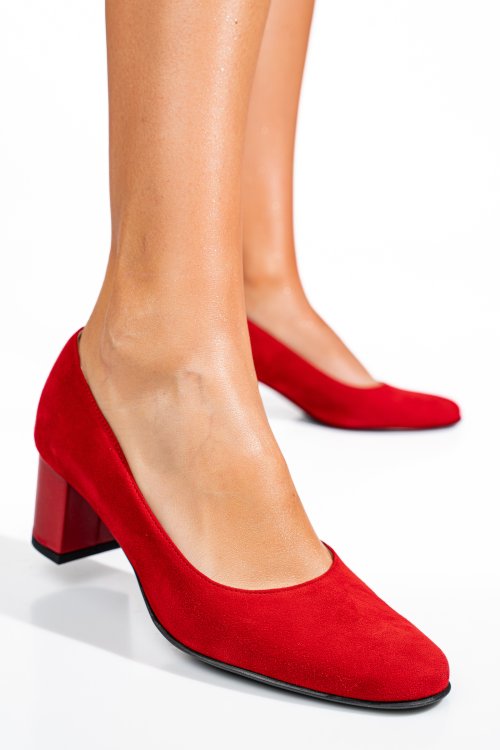 Piros fordított bőr magassarkú cipők 3s7h475