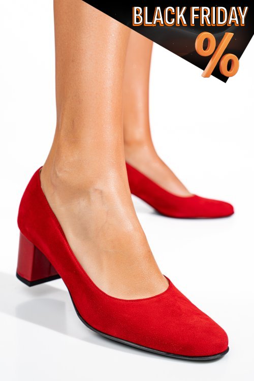 Piros fordított bőr magassarkú cipők 3s7h475